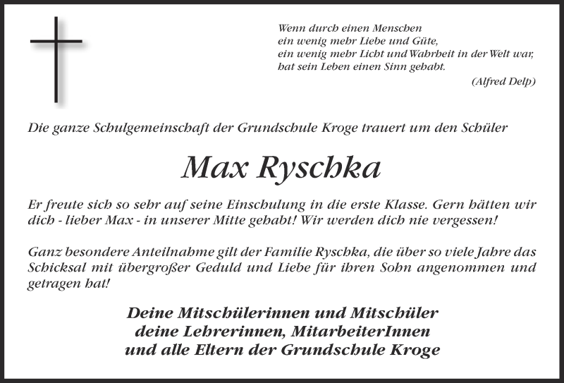  Traueranzeige für Max Ryschka vom 23.07.2013 aus OM-Medien