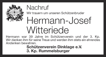 Anzeige von Hermann-Josef Witteriede von OM-Medien