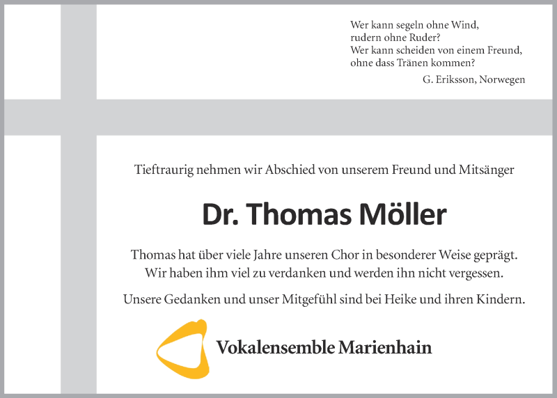  Traueranzeige für Thomas Möller vom 13.11.2013 aus OM-Medien