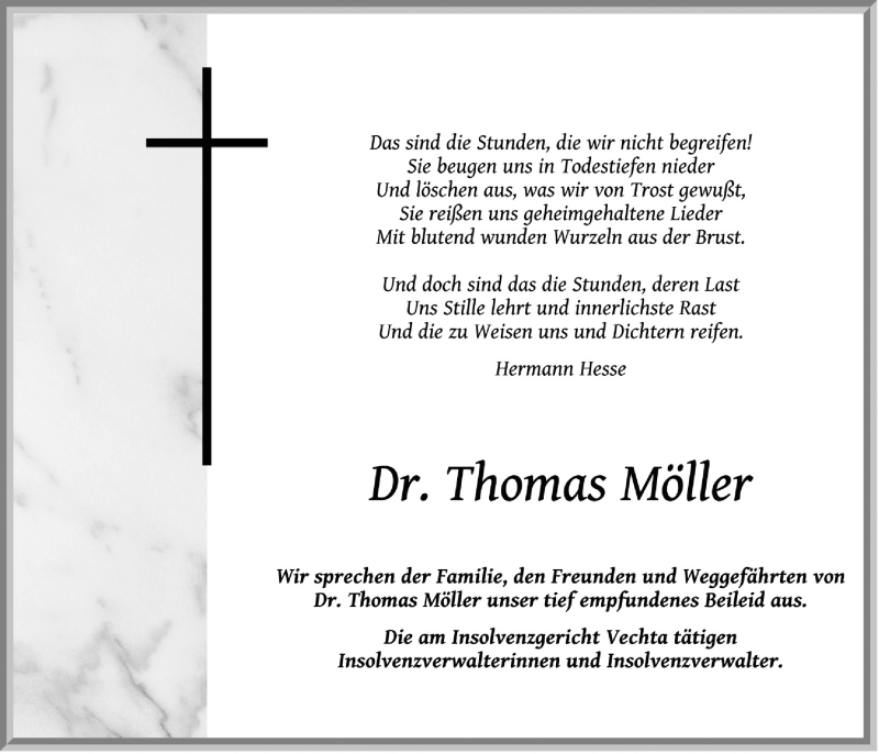  Traueranzeige für Thomas Möller vom 14.11.2013 aus OM-Medien