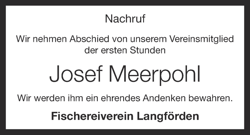  Traueranzeige für Josef Meerpohl vom 09.03.2017 aus OM-Medien
