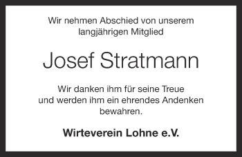 Anzeige von Josef Stratmann von OM-Medien
