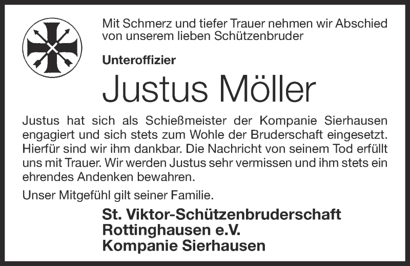  Traueranzeige für Justus Möller vom 29.12.2020 aus OM-Medien