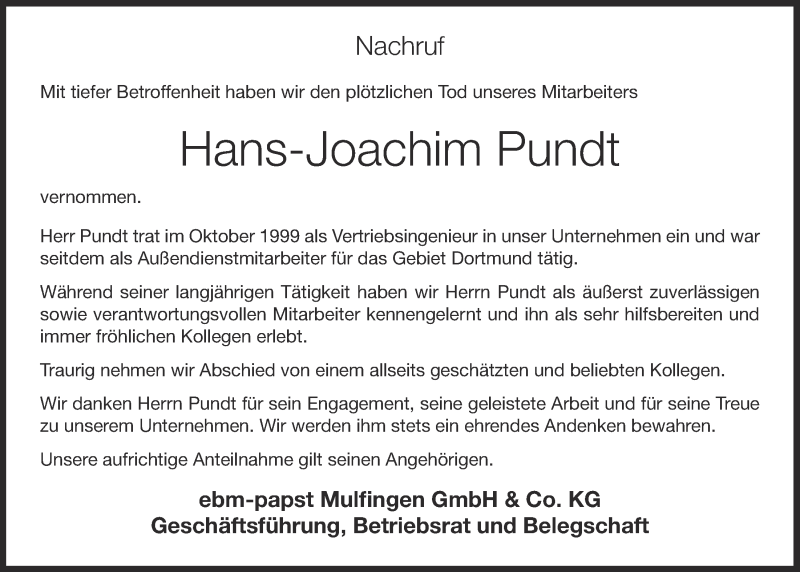  Traueranzeige für Hans-Joachim Pundt vom 02.07.2020 aus OM-Medien
