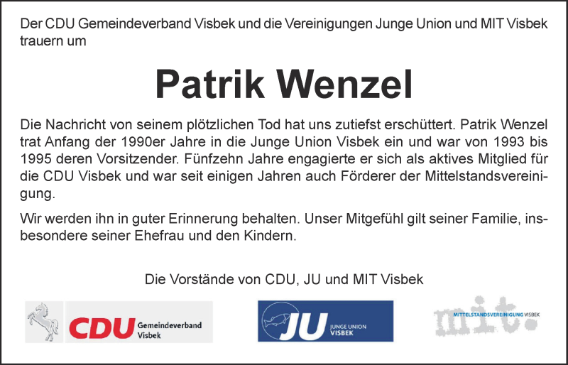  Traueranzeige für Patrik Wenzel vom 03.02.2021 aus OM-Medien