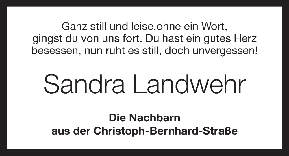  Traueranzeige für Sandra Landwehr vom 15.10.2022 aus OM-Medien