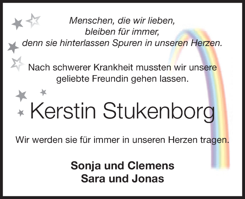  Traueranzeige für Kerstin Stukenborg vom 27.04.2022 aus OM-Medien