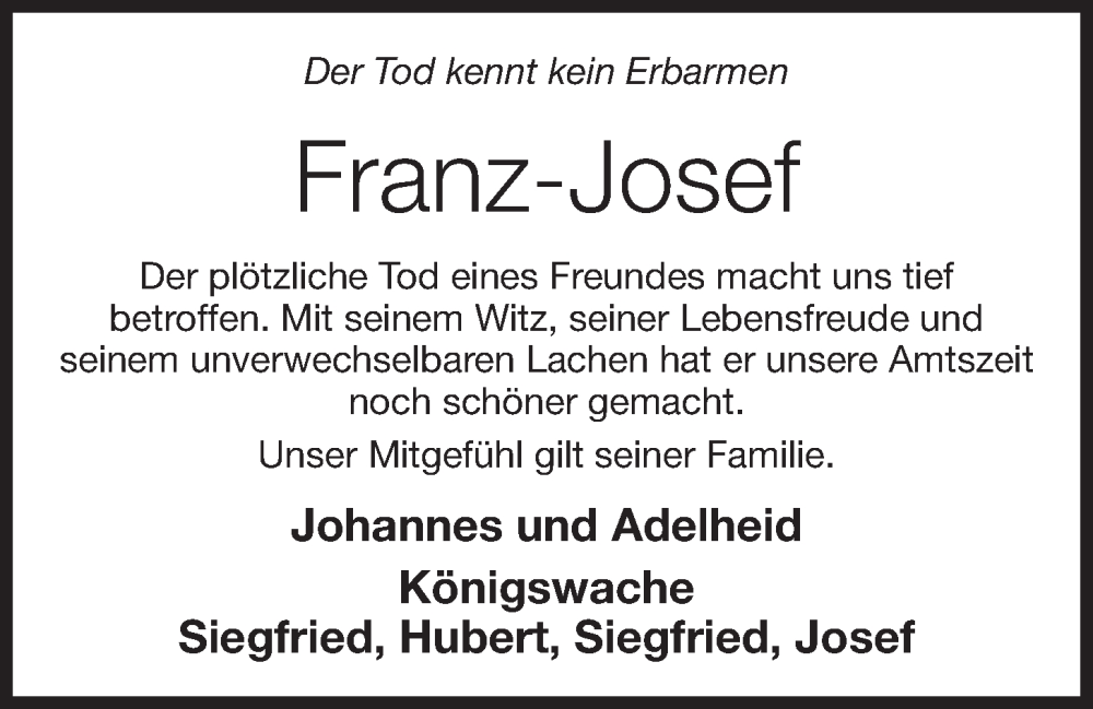  Traueranzeige für Franz-Josef Egert vom 15.06.2022 aus OM-Medien
