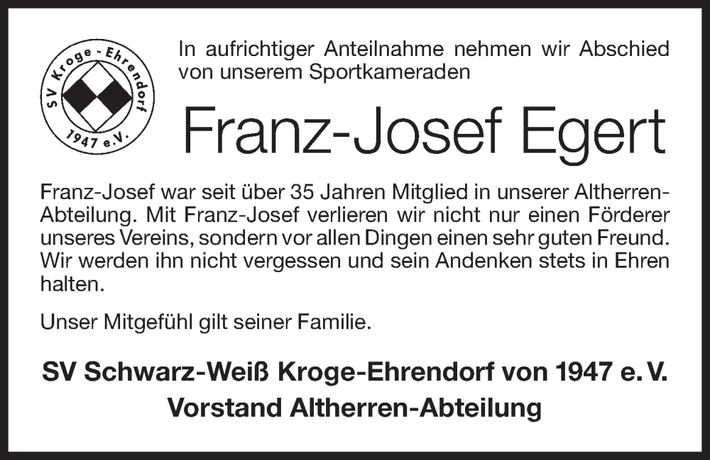  Traueranzeige für Franz-Josef Egert vom 11.06.2022 aus OM-Medien
