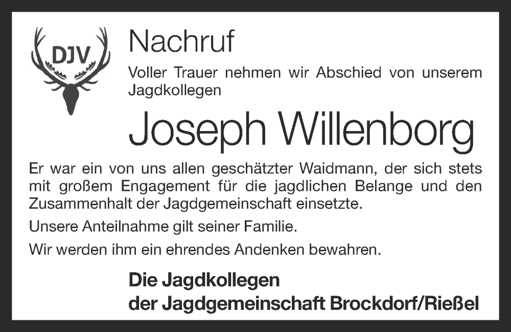  Traueranzeige für Joseph Willenborg vom 28.09.2022 aus OM-Medien