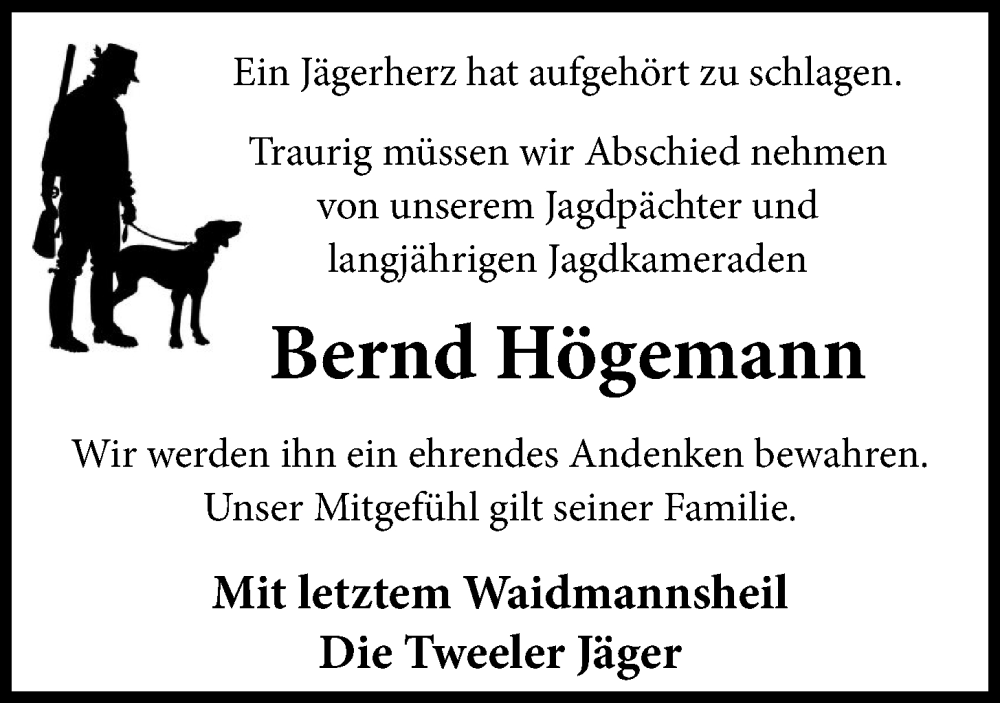  Traueranzeige für Bernd Högemann vom 30.03.2023 aus OM-Medien