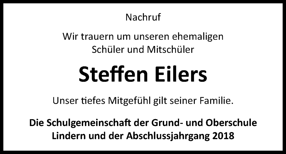  Traueranzeige für Steffen Eilers vom 11.03.2023 aus OM-Medien