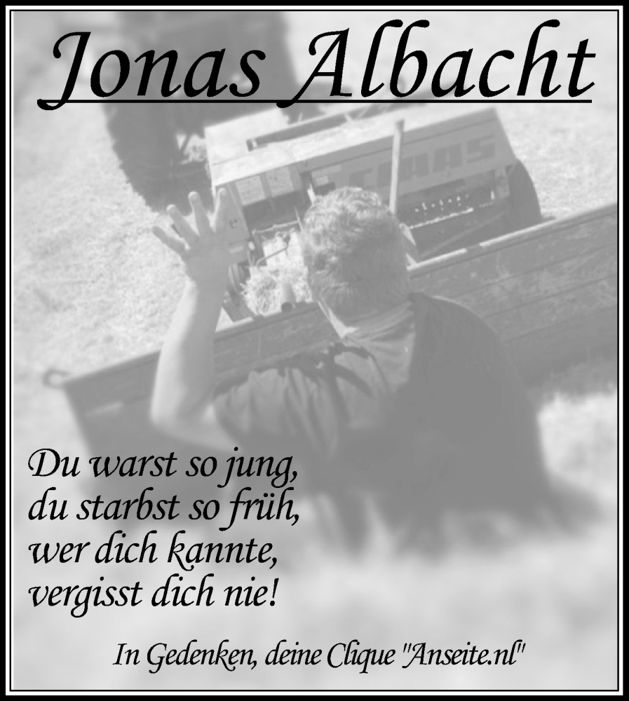  Traueranzeige für Jonas Albacht vom 14.04.2023 aus OM-Medien