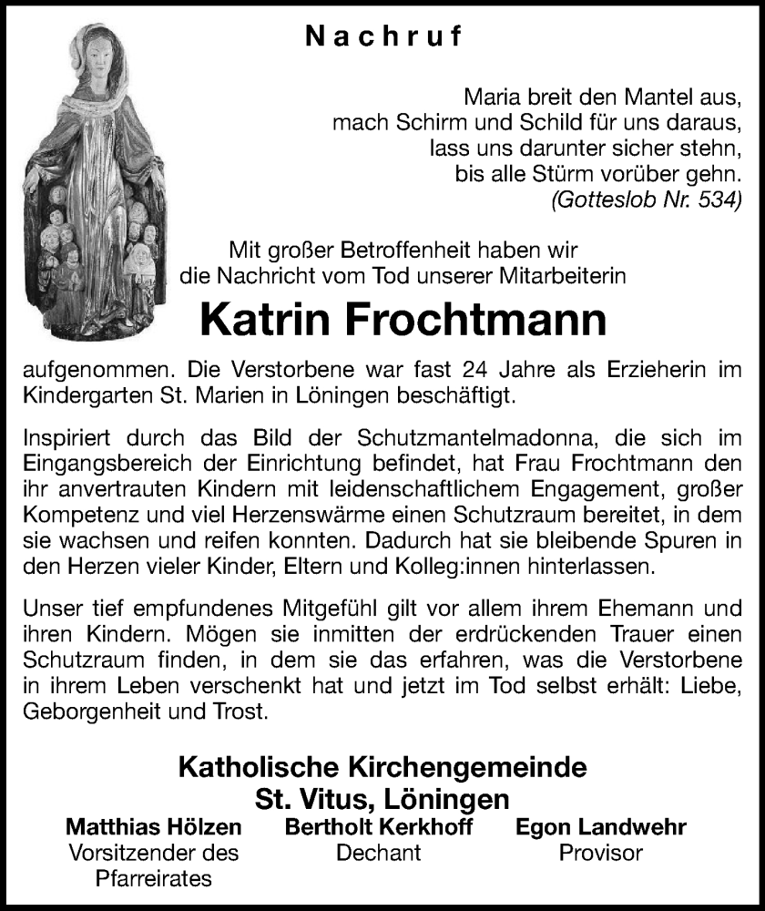  Traueranzeige für Katrin Frochtmann vom 12.05.2023 aus OM-Medien