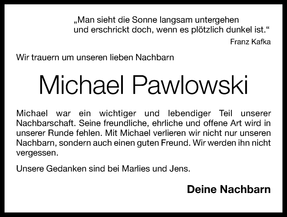  Traueranzeige für Michael Pawlowski vom 11.05.2023 aus OM-Medien