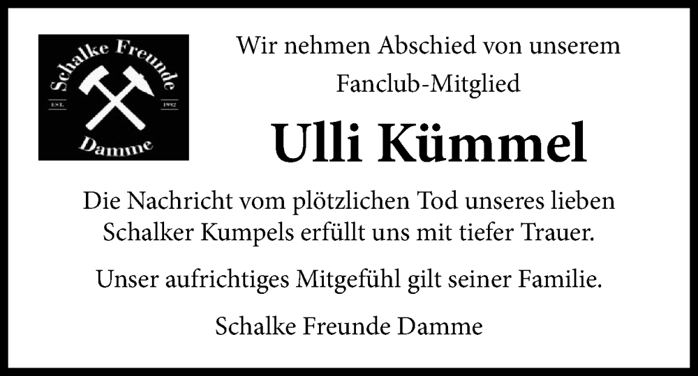  Traueranzeige für Ulrich Kümmel vom 23.01.2024 aus OM-Medien