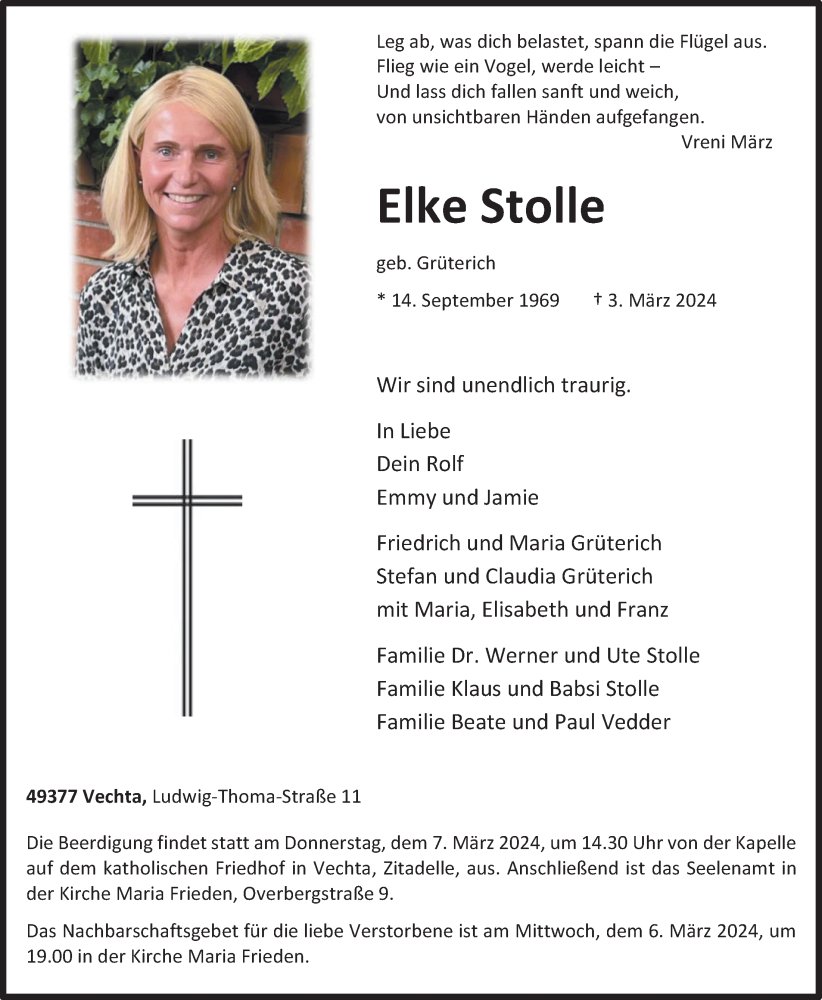  Traueranzeige für Elke Stolle vom 05.03.2024 aus OM-Medien