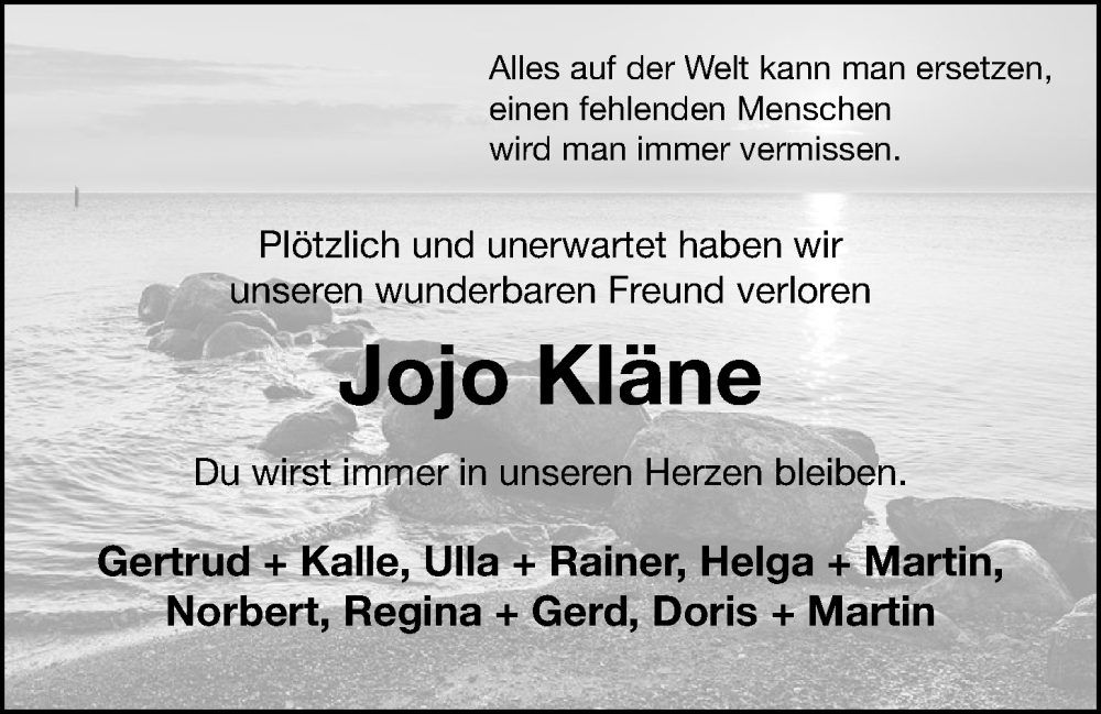  Traueranzeige für Josef Kläne vom 06.03.2024 aus OM-Medien
