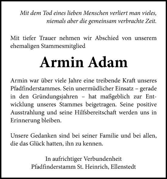 Anzeige von Armin Adam von OM-Medien