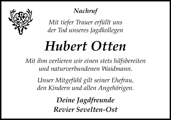 Anzeige von Hubert Otten von OM-Medien