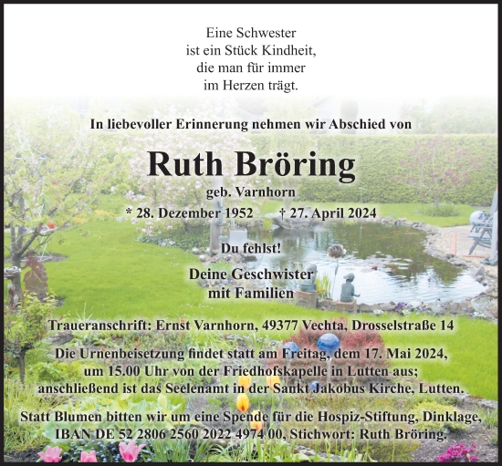 Anzeige von Ruth Bröring von OM-Medien