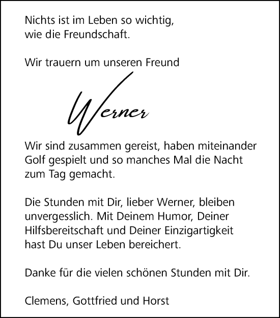 Anzeige von Werner  von OM-Medien