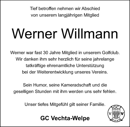 Anzeige von Werner Willmann von OM-Medien
