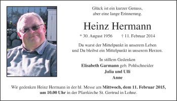 Anzeige von Heinz Hermann von OM-Medien