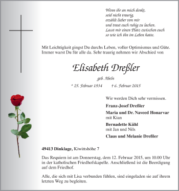Anzeige von Elisabeth Dreßler von OM-Medien