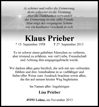 Anzeige von Klaus Prieber von OM-Medien