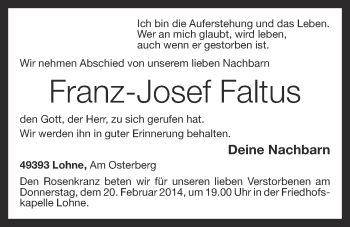 Anzeige von Franz-Josef Faltus von OM-Medien