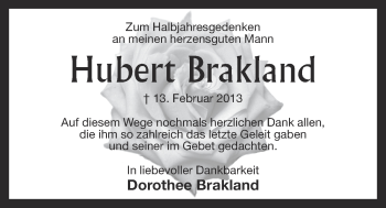 Anzeige von Hubert Brakland von OM-Medien
