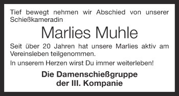 Anzeige von Marlies Muhle von OM-Medien
