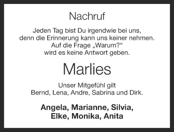 Anzeige von Marlies Muhle von OM-Medien