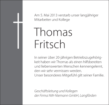 Anzeige von Thomas Fritsch von OM-Medien