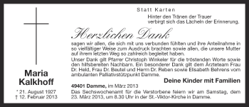 Anzeige von Maria Kalkhoff von OM-Medien