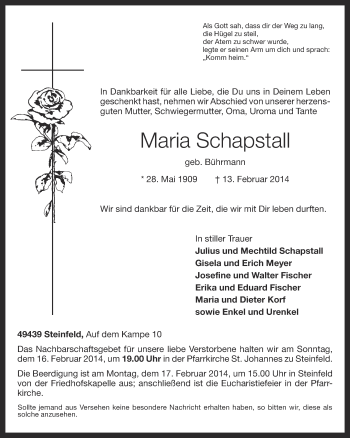 Anzeige von Maria Schapstall von OM-Medien