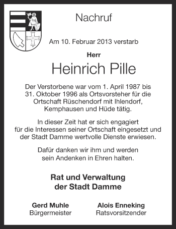 Anzeige von Heinrich Pille von OM-Medien