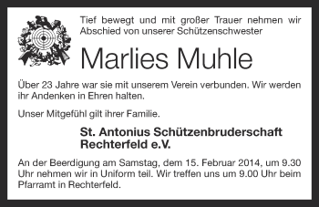 Anzeige von Marlies Muhle von OM-Medien