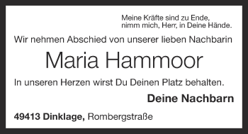 Anzeige von Maria Hammoor von OM-Medien