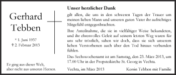 Anzeige von Gerhard Tebben von OM-Medien
