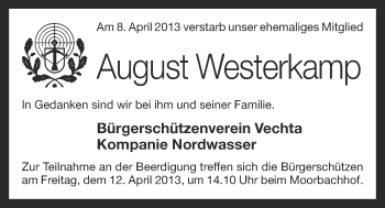 Anzeige von August Westerkamp von OM-Medien
