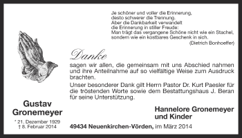 Anzeige von Gustav Gronemeyer von OM-Medien