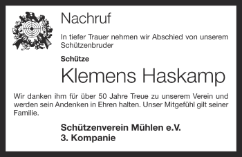 Anzeige von Klemens Haskamp von OM-Medien