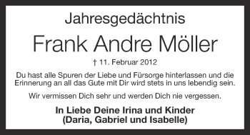 Anzeige von Frank Andre Möller von OM-Medien