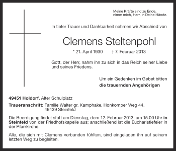 Anzeige von Clemens Steltenpohl von OM-Medien