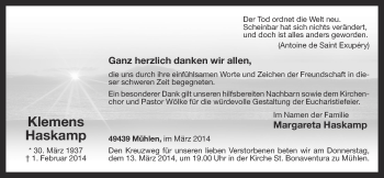 Anzeige von Klemens Haskamp von OM-Medien