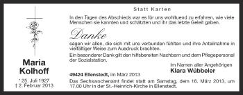 Anzeige von Maria Kolhoff von OM-Medien