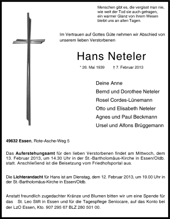 Anzeige von Hans Neteler von OM-Medien