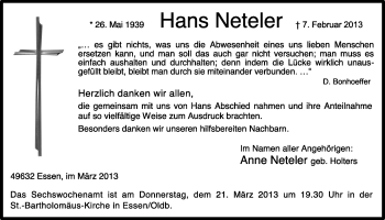 Anzeige von Hans Neteler von OM-Medien